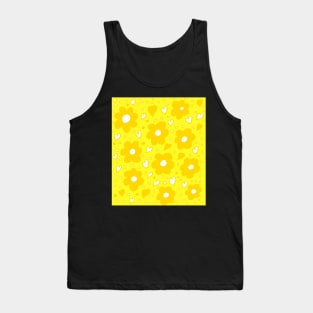 Daisies and Hearts Yellow Tank Top